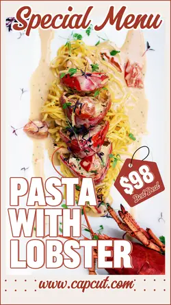 Food Special Menu Pasta Lobster Instagram Story