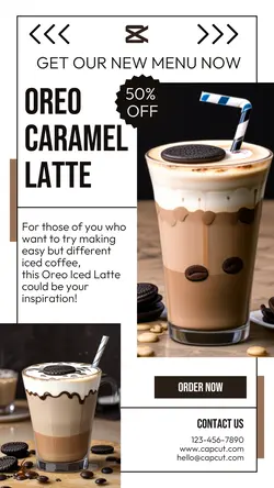 Food And Beverages Oreo Caramel Menu Display