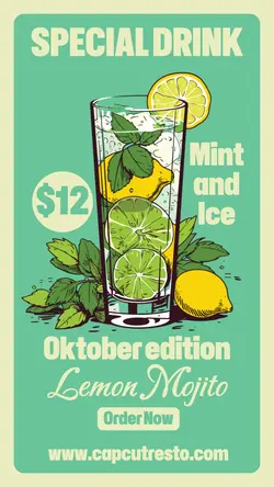 Food Special Drink Lemon Mojito Instagram Story