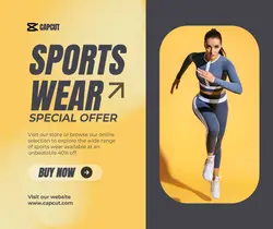 Gray Yellow Sport Wear Facebook Post