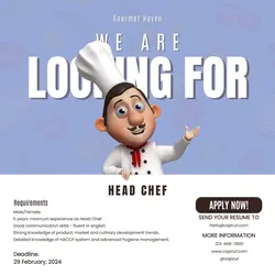 Business Hiring Head Chef LinkedIn Post