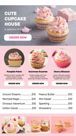 Cute Cupcake House Menu