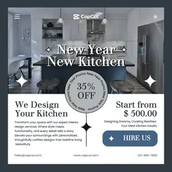 New Year Furniture Blue Interior Design Promotion Instagram Post