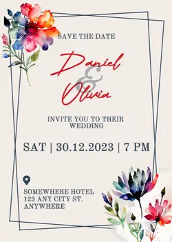 Non-Marketing Invitation Wedding Simple Colorful Flower
