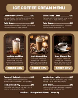 ICE COFFEE CREAM MENU