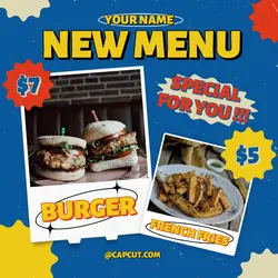 Blue Red Yellow Retro Trendy Food Sale Instagram Post