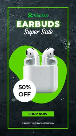 Black Green Earbuds promotion instagram story