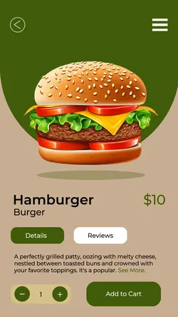 Hamburger Burger Promotion Application Menu