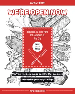 Food Barbecue Restaurant Grand Opening Instagram Portrait