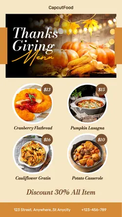 Thanksgiving Menu TikTok Post