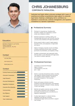 Business Resume Corporate Paralegal