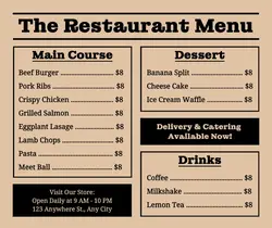 The Restaurant Menu Facebook Post