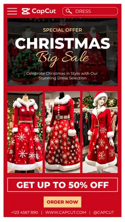 Red Women Dress Sale Special Christmas for Instagram Story