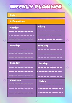 NON-MARKETING WEEKLY PLANNER HOLOGRAM BACKGROUND