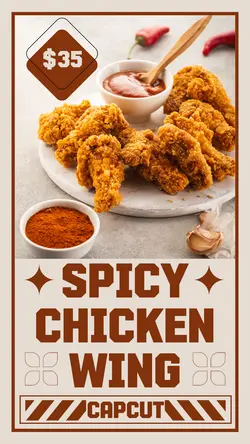 Food Spicy Chicken Wing Display Instagram Story