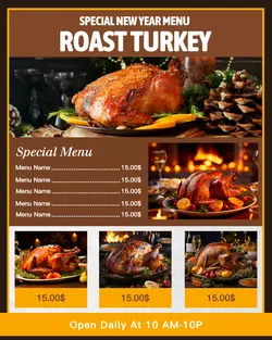 Special New Year Menu roast turkey business for portrait instagram post