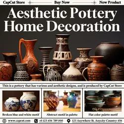 Aesthetic Pottery Home Decoration Product Display LinkedIn Post Cream Brown Minimalist