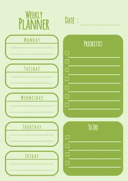 Weekly Planner Green Template
