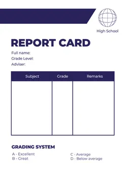 Non-marketing Report Card Blue
