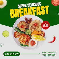 Delicious Breakfast Food Instagram Post