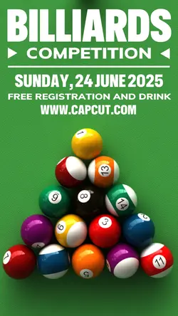 Billiards Competition Promotion Instagram Story Green Flat Modern