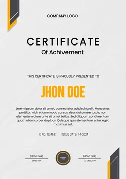 Orange Certificate Minimalist Design