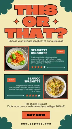 This or That Spaghetti choice instagram story