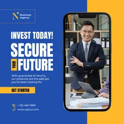 Blue Modern Business Investments Instagram Post