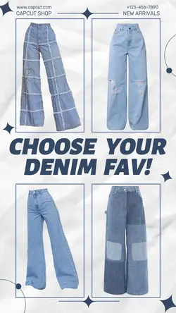 Affiche de marketing de vêtements Choisissez votre favori en denim - Instagram Story