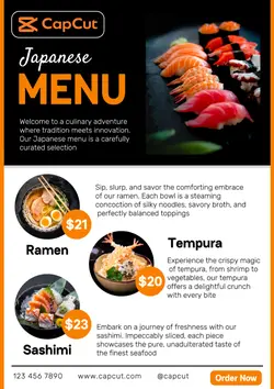 Japanese Food Product Display Menu