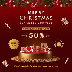 Merry christmas and happy new year instagram post discount with 3d
