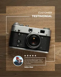 Minimalist Camera Testimonial Design for Instagram Post