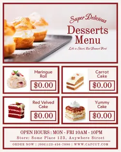 super delicious dessert menu instagram post