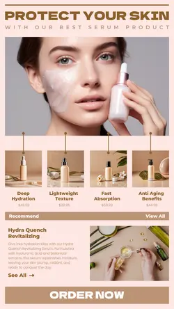 minimalist serum product display for instagram story