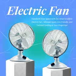 E-Commerce Electric Fan Product Display Light Blue