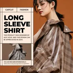 Cream Brown Minimaslist Fashion Long Sleeve Shirt Product Display Instagram Post