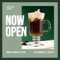 Food Open Now Instagram Post Green Minimalist