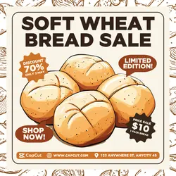 Soft Wheat Bread Sale Ptomotion Instagram Post White Cream Minimalist