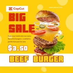 Yellow Burger Food Promotion Instagram Post