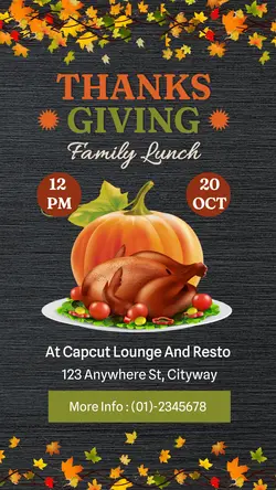 Thanksgiving Family Lunch Invitation Instagram Sto