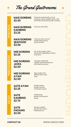 Food & Beverages Indonesian Restaurant Menu