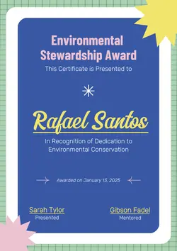 Non-Marketing Award Certificate Blue Illustration