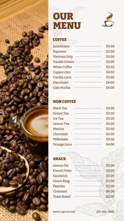 Food Coffee Shop Menu