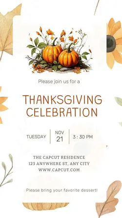 Thanksgiving Celebration Invitation Instagram Story