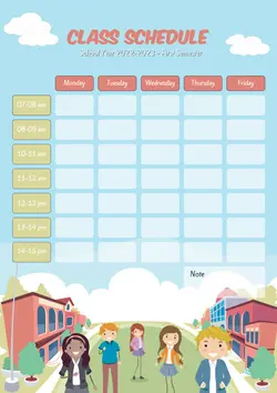 Non-marketing Class Schedule Cartoon Style