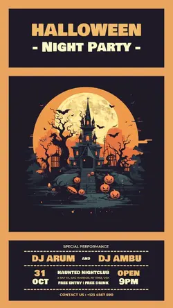 Halloween Night Party Invitation for Instagram Story