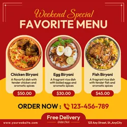 Food and Beverage Favorite Biryani Menu Instagram