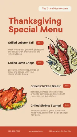 Thanksgiving Special Menu Instagram Story