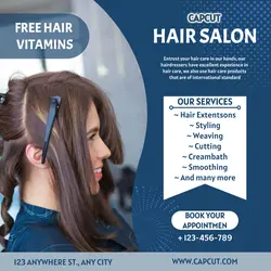Hair salon promotion blue instagram post