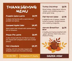 Thanksgiving Food Menu Facebook Post